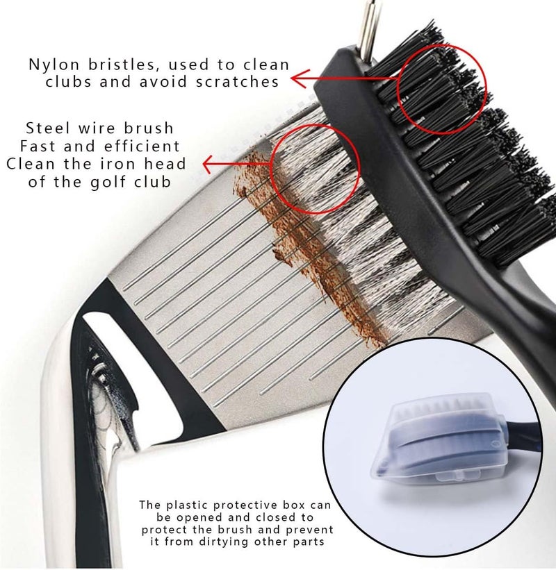 OBTANIM 2 Pack Golf Club Brush Groove Cleaner Tools with Retractable Zip-line Aluminum Carabiner for Golf Club Bag Accessories - Image 4